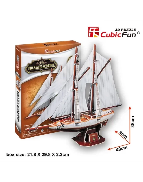 Cubic Fun 3D 81 Parça Puzzle Two-Masted Schooner Yelkenlisi