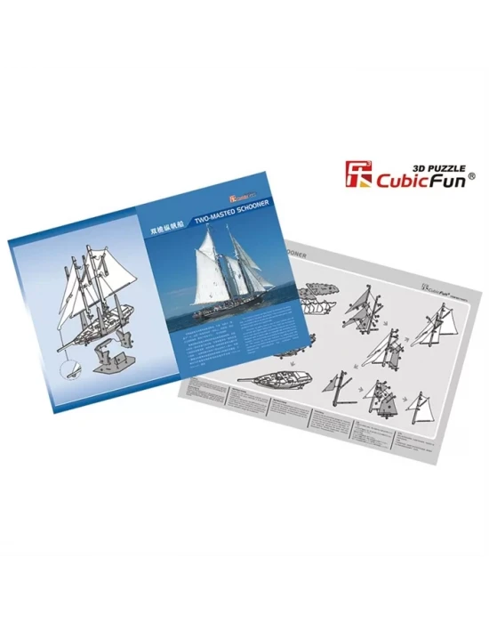 Cubic Fun 3D 81 Parça Puzzle Two-Masted Schooner Yelkenlisi