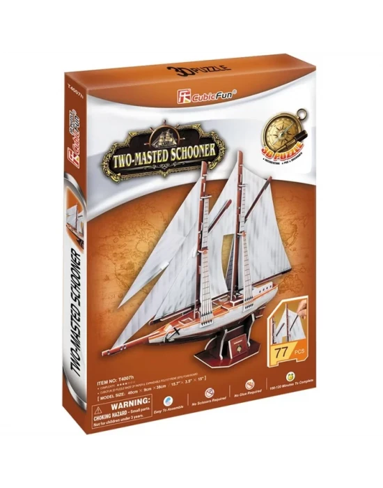 Cubic Fun 3D 81 Parça Puzzle Two-Masted Schooner Yelkenlisi