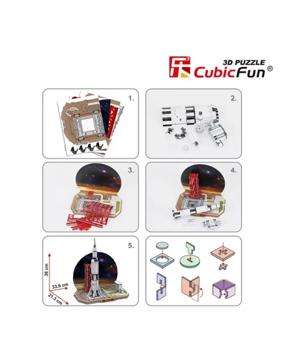 Cubic Fun 3D 68 Parça Puzzle Saturn V Rocket