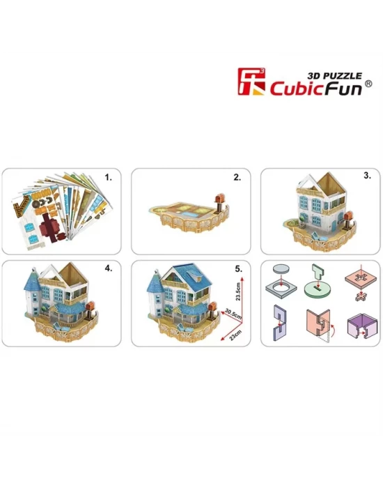Cubic Fun 3D 132 Parça Led Puzzle Köy Villası
