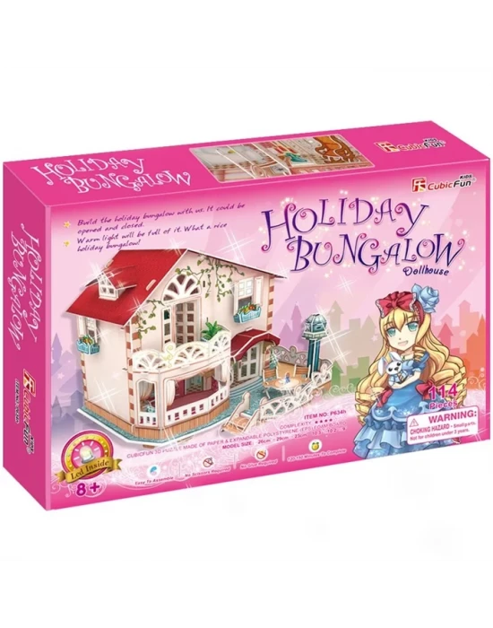 Cubic Fun 3D 114 Parça Puzzle Holiday Bungalow Bebek Evi