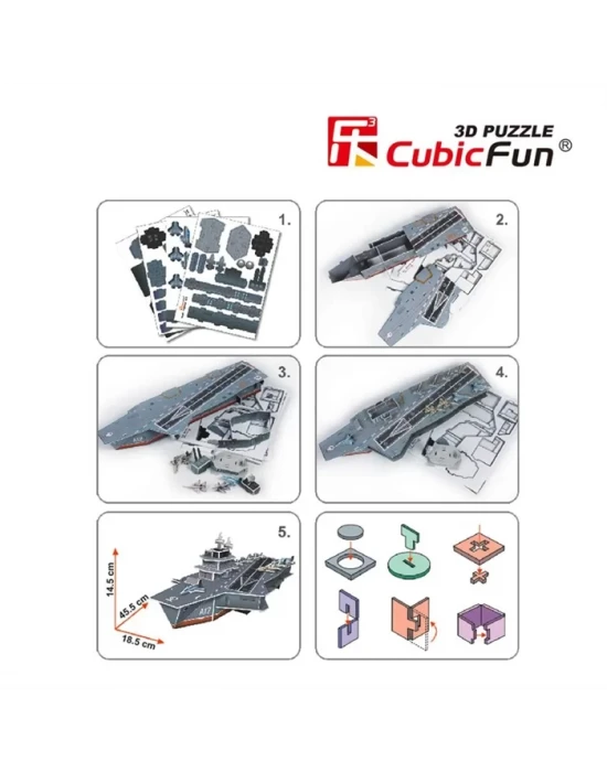 Cubic Fun 3D 60 Parça Puzzle Charles De Gaulle Uçak Gemisi
