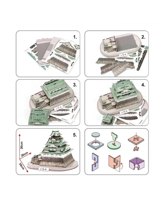 Cubic Fun 3D 101 Parça Puzzle Osaka Kalesi - Japonya