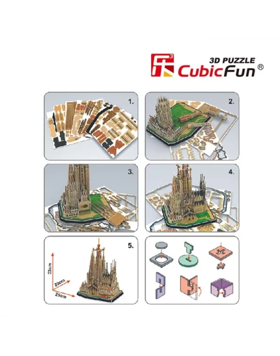 Cubic Fun 3D 194 Parça Puzzle La Sagrada Familia Kilisesi - İspan
