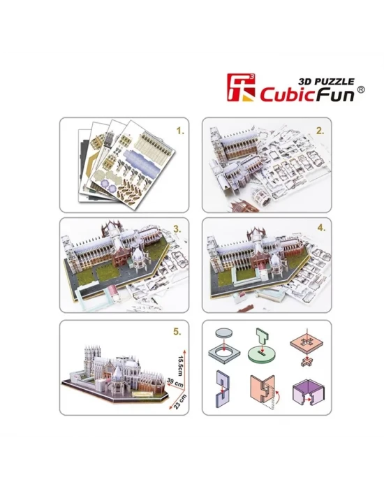 Cubic Fun 3D 145 Parça Puzzle Westminster Manastırı - İngiltere