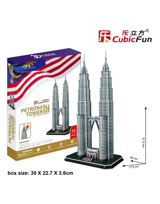 Cubic Fun 3D 86 Parça Puzzle Petronas Kuleleri - Malezya