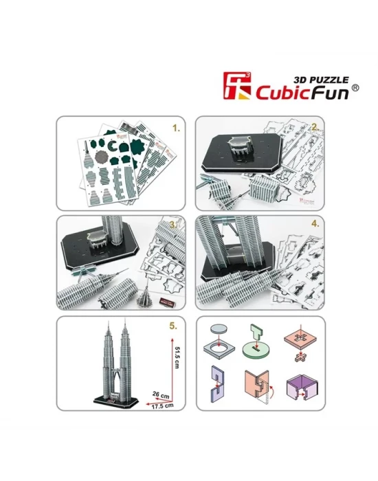 Cubic Fun 3D 86 Parça Puzzle Petronas Kuleleri - Malezya