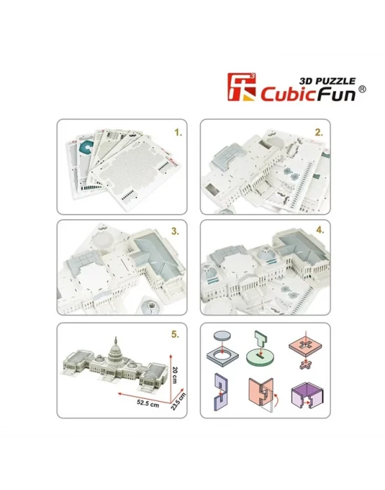 Cubic Fun 3D 132 Parça Puzzle Capitol Hill Kongre Binası - ABD