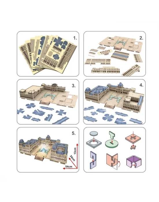 Cubic Fun 3D Puzzle 137 Parça Louvre Müzesi - Fransa (Led Işıklı)