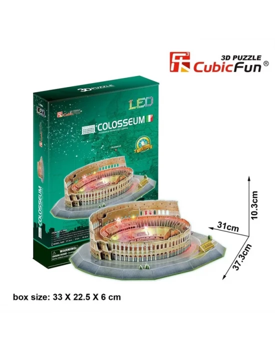 Cubic Fun 3D 185 Parça Puzzle Colosseum Arena - İtalya (Led Işıkl