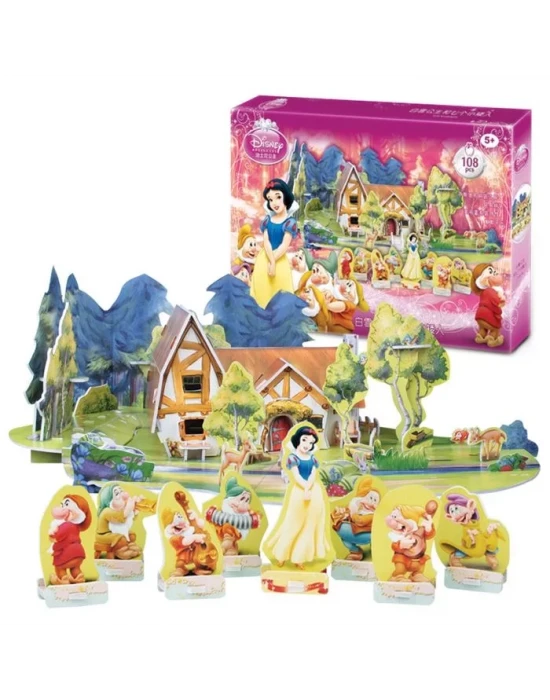 Cubic Fun 3D 108 Parça Puzzle Pamuk Prenses -Yedi Cüceler