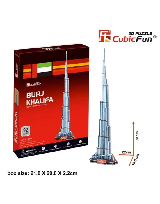 Cubic Fun 3D 92 Parça Puzzle Burç Halife Binası - Dubai