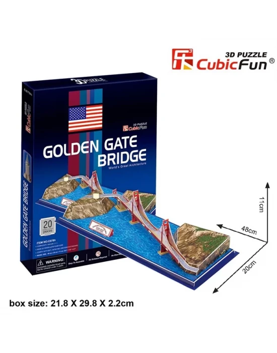 Cubic Fun 3D 20 Parça Puzzle Golden Gate Köprüsü