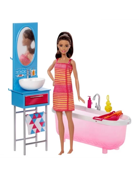 Barbie Bebek Ve Banyo Oyun Seti DVX53