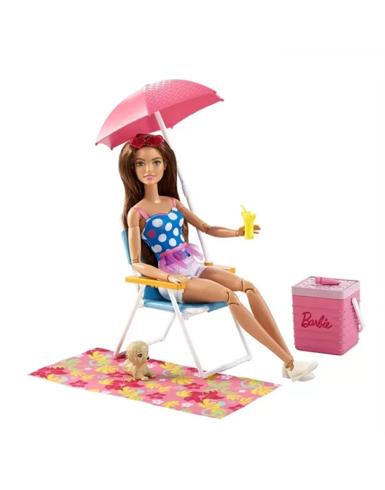 Barbie Açıkhava Dekorasyon Plaj Oyun Seti DVX49