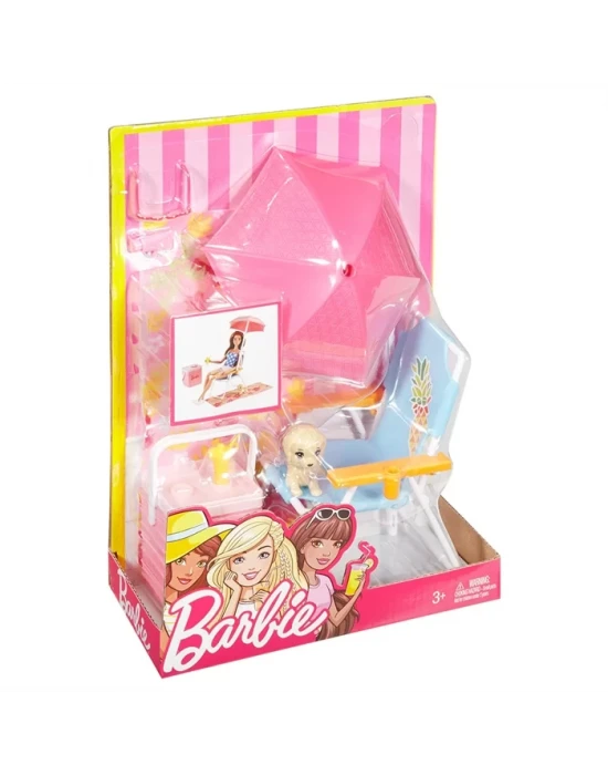 Barbie Açıkhava Dekorasyon Plaj Oyun Seti DVX49