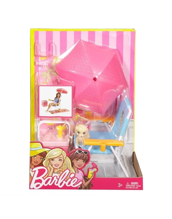 Barbie Açıkhava Dekorasyon Plaj Oyun Seti DVX49