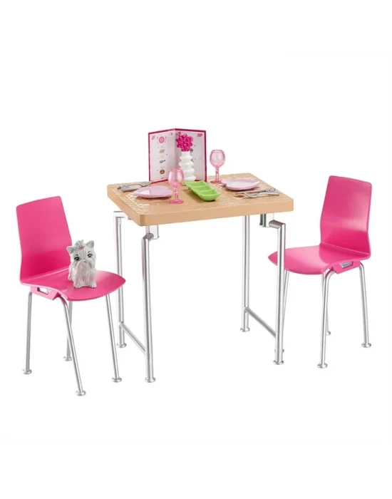 Barbie Ev İçi Dekorasyon Yemek Masası Oyun Seti DVX45