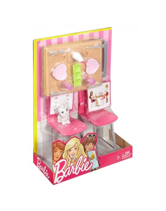 Barbie Ev İçi Dekorasyon Yemek Masası Oyun Seti DVX45