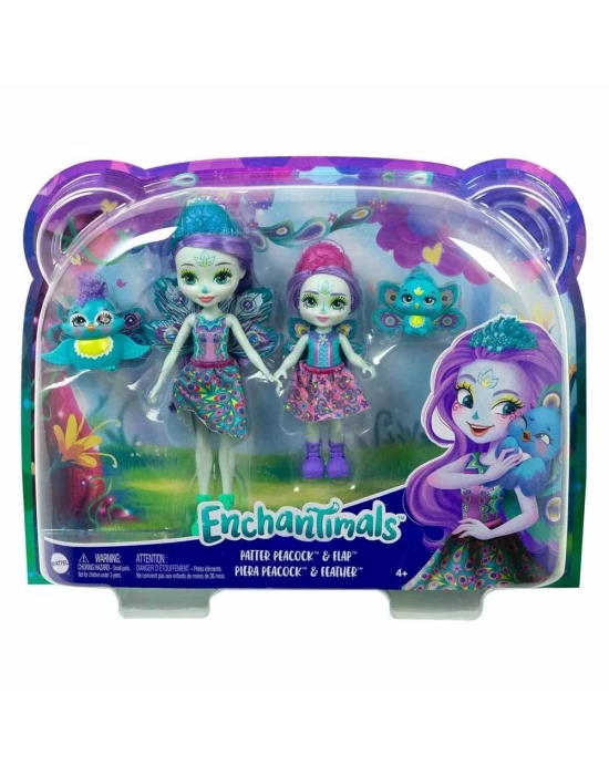 Enchantimals Kız Kardeş Bebekler Serisi - Patter & Piera Peacock