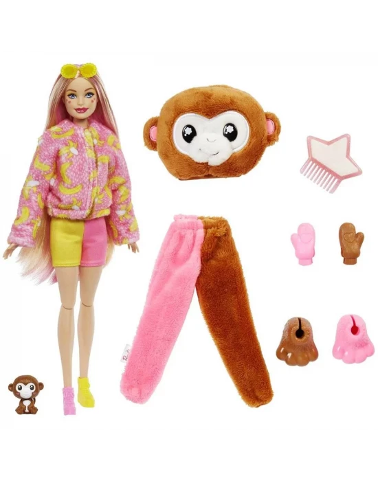 Barbie Cutie Reveal Bebekler Tropikal Orman Serisi - Maymun