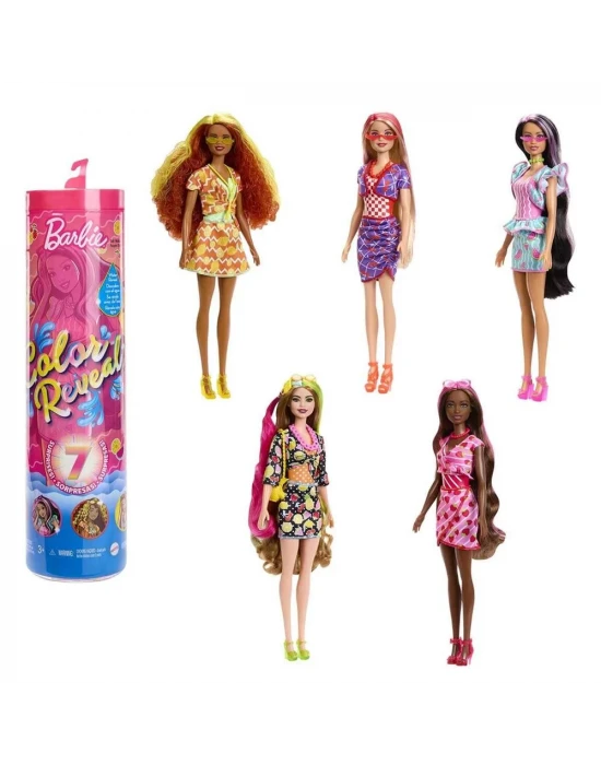 Barbie Color Reveal Meyve Deseni Elbiseli Bebekler HJX49