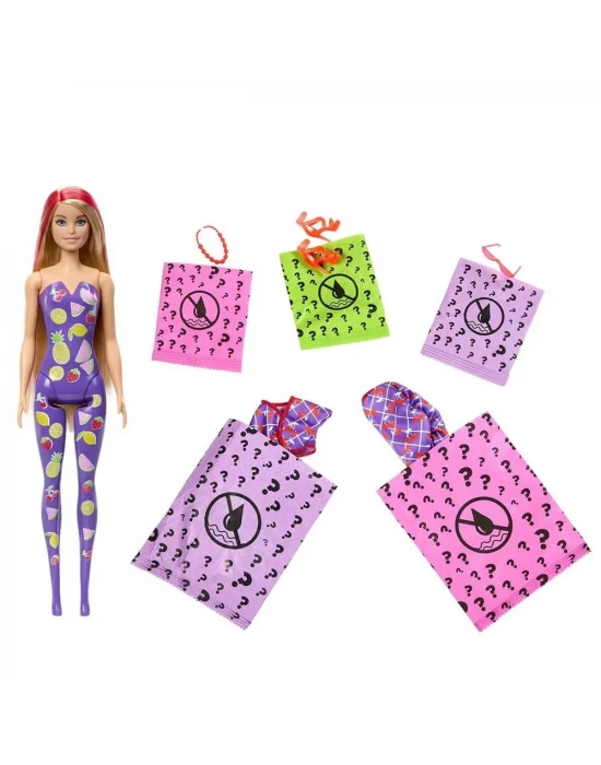 Barbie Color Reveal Meyve Deseni Elbiseli Bebekler HJX49