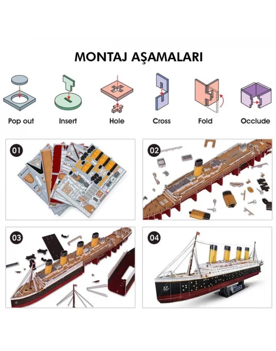 Cubic Fun Titanic Led Işıklı 3D 266 Parça Puzzle