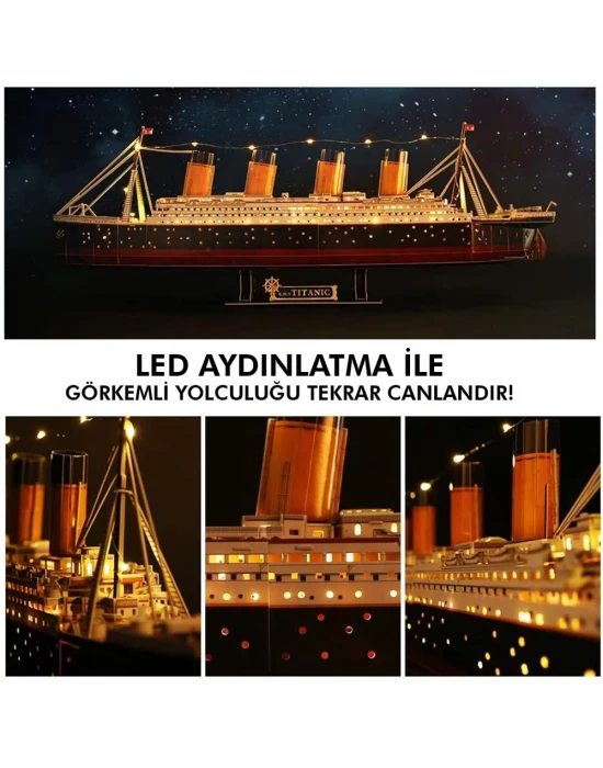 Cubic Fun Titanic Led Işıklı 3D 266 Parça Puzzle