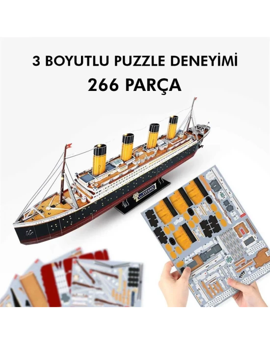 Cubic Fun Titanic Led Işıklı 3D 266 Parça Puzzle
