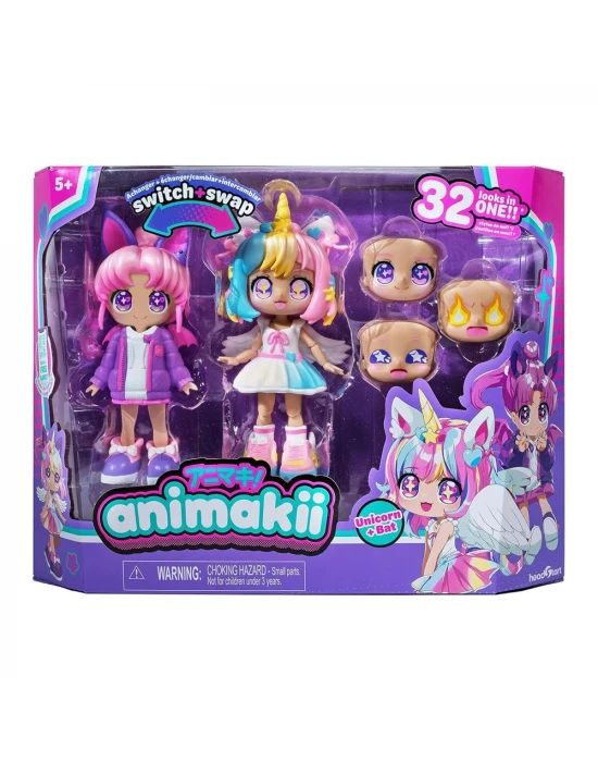 Animakii Bebek ve Aksesuar Seti - Unicorn ve Bat