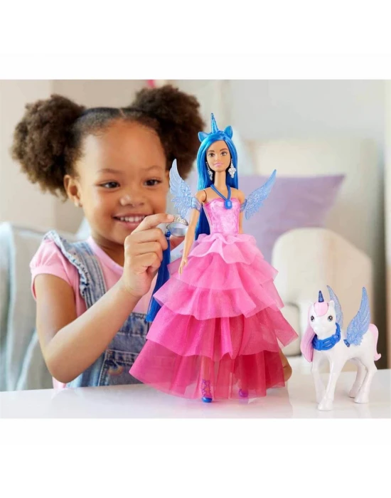 Barbie Mavi Saçlı Prenses Bebek HRR16