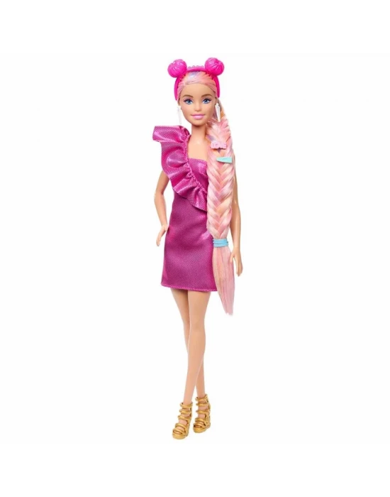 Barbie Upuzun Muhteşem Pembe Saçlı Bebek JDC85