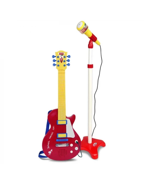 Bontempi Ayaklı Mikrofonlu Kırmızı Elektronik Çocuk Rock Gitarı