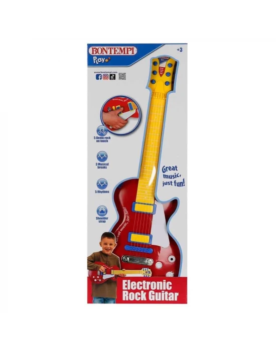 Bontempi Kırmızı Elektronik Çocuk Rock Gitarı 53 cm