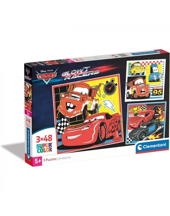 Clementoni Cars Glow Racers Puzzle 3x48 Parça 25309