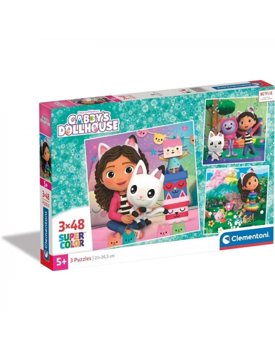 Clementoni Gabbys Dollhouse Puzzle 3x48 Parça 25295