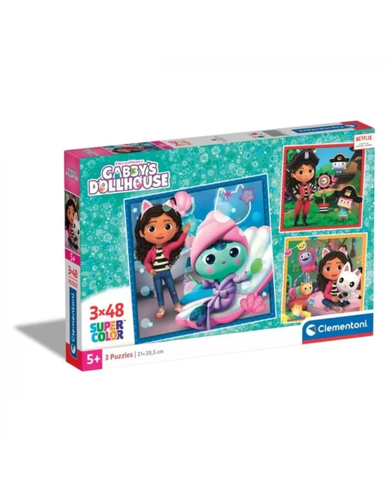Clementoni Gabbys Dollhouse Puzzle 3x48 Parça 25300