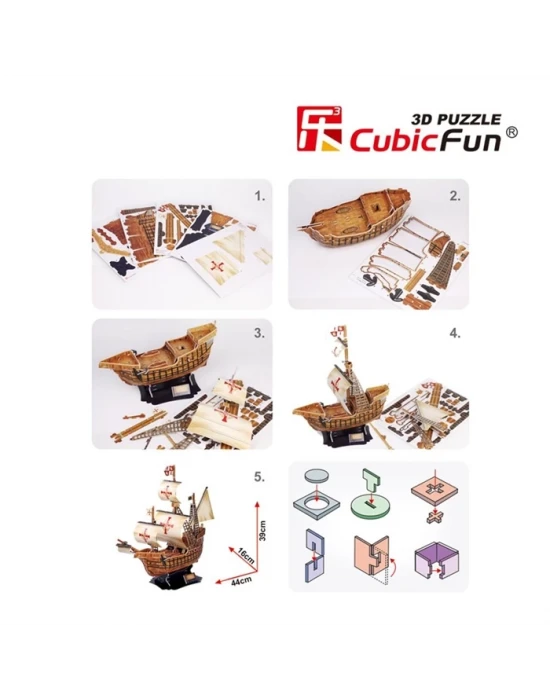 Cubic Fun 3D 113 Parça Puzzle Santa Maria Gemisi