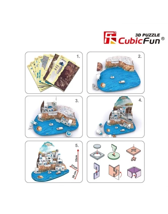 Cubic Fun 3D 129 Parça Puzzle Santorini Island