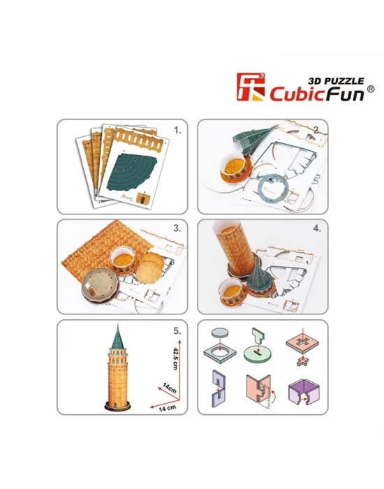 Cubic Fun 3D 17 Parça Puzzle Galata Kulesi