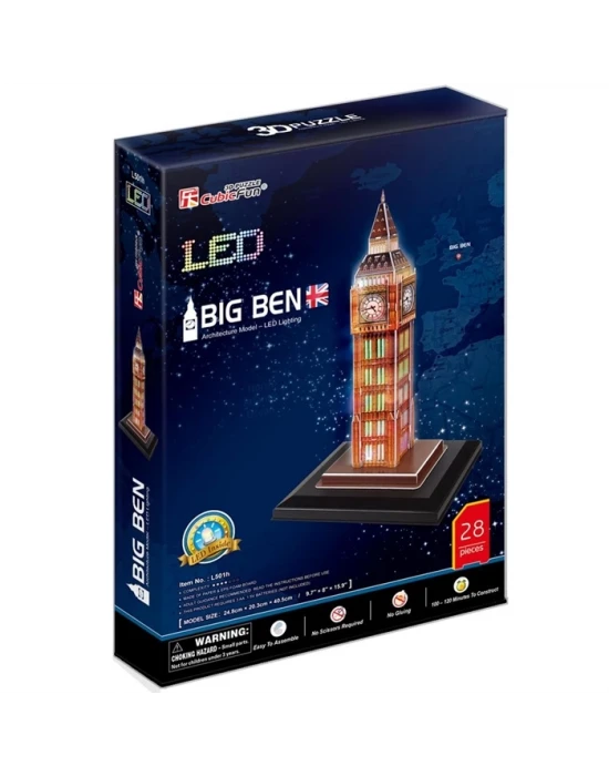 Cubic Fun 3D 28 Parça Puzzle Big Ben Saat Kulesi - İngiltere(Led