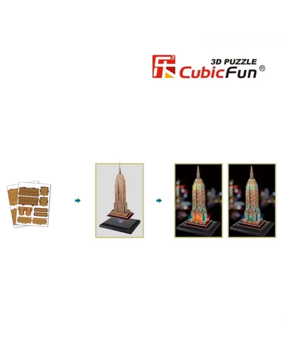 Cubic Fun 3D 38 Parça Puzzle Empire State Binası  ABD Led Işıklı