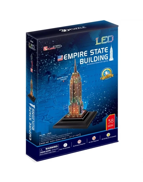 Cubic Fun 3D 38 Parça Puzzle Empire State Binası  ABD Led Işıklı