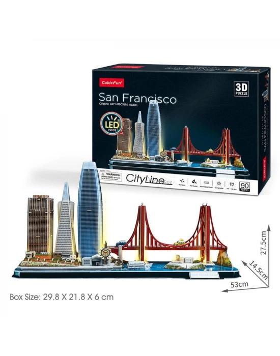 CubicFun San Francisco 3D Puzzle 90 Parça LED Işıklı
