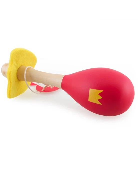 Desenli Ahşap Maracas Kırmızı