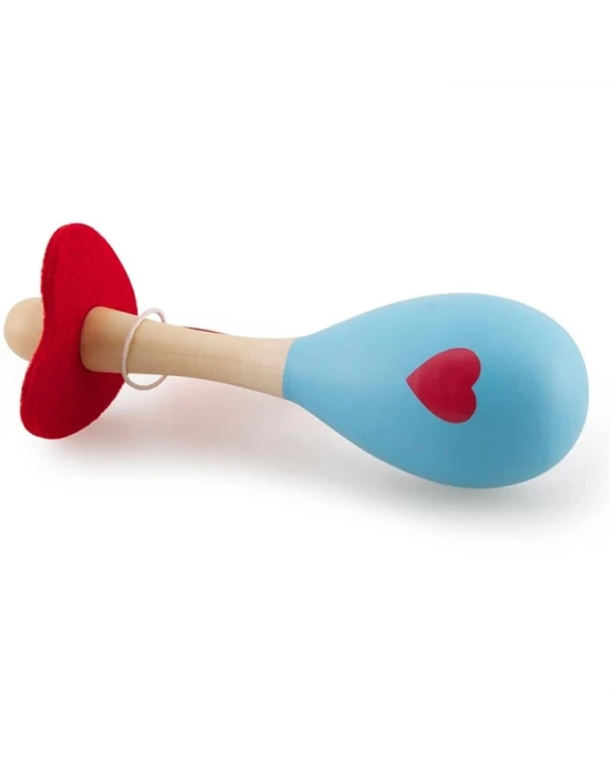 Desenli Ahşap Maracas Mavi