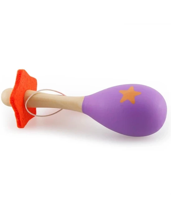 Desenli Ahşap Maracas Mor