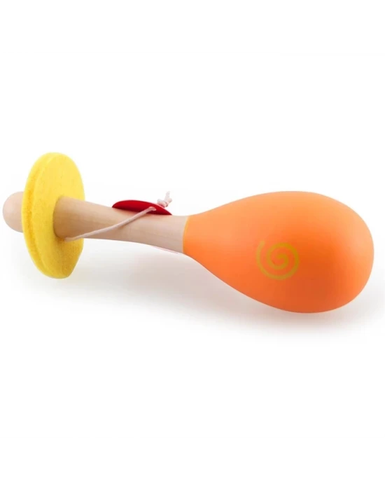 Desenli Ahşap Maracas Turuncu